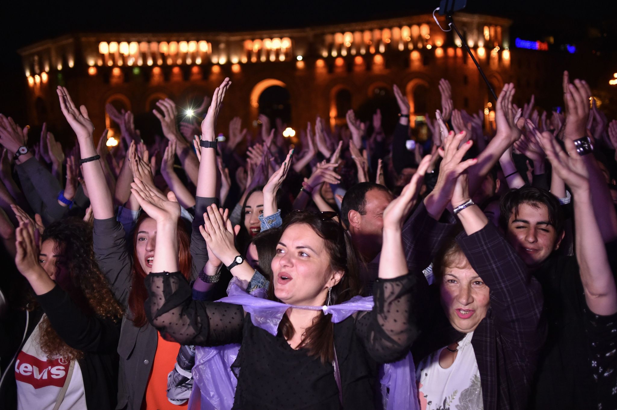 Armenians gather in the capital Yerevan's Republic Square